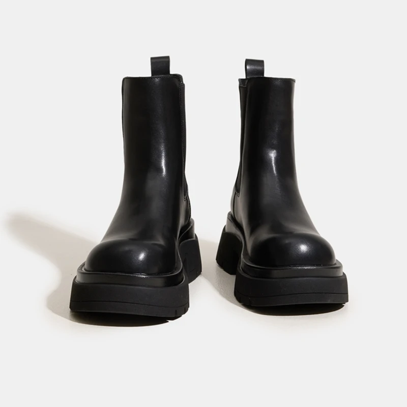AIYUQI 2025 New Women's Chelsea Boots Thick-soled, round-toed Women Smokestack Boots Large, comfortable female booties
