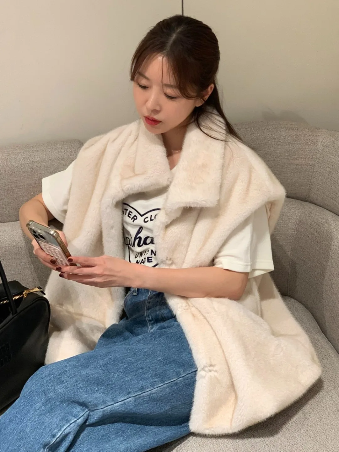 

Жилет из искусственного меха, верхняя одежда, женская свободная теплая хлопковая одежда со шлепанцами, осень-зима, элитный костюм, роскошная корейская мода