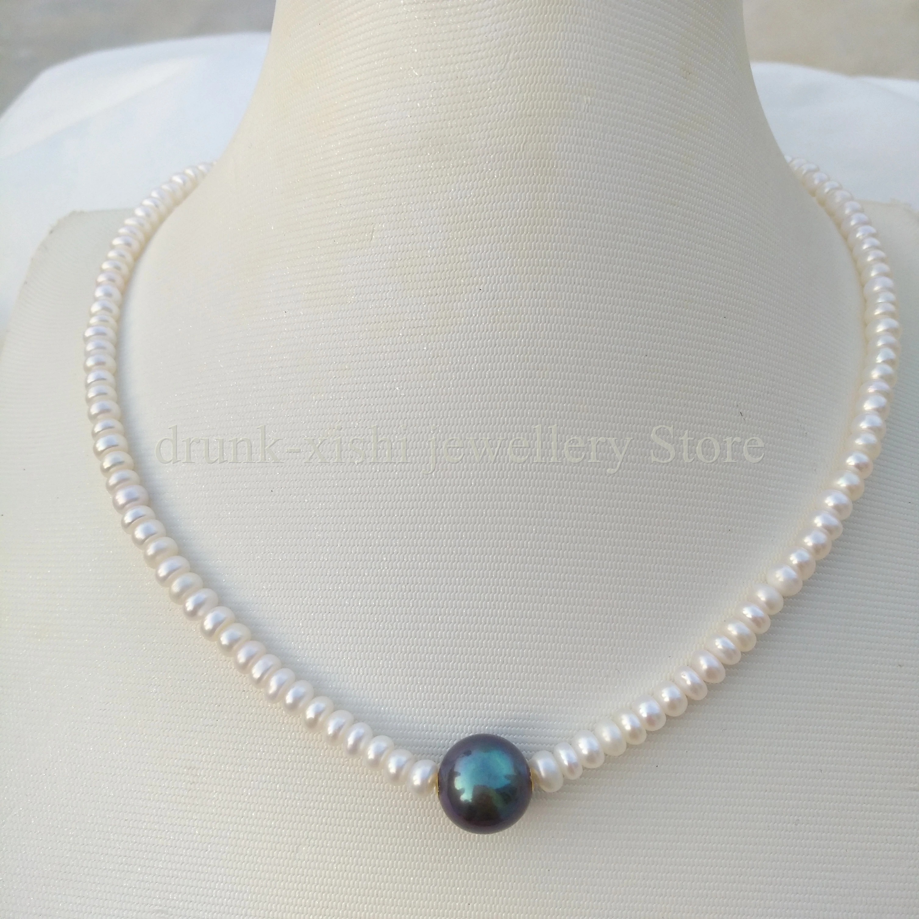 4-5mm Akoya White 10-11mm Tahitian Black Real Sea Pearl Necklace 18 in 45cm Fine Jewelry Wedding GIft Wearing Customized Clasp