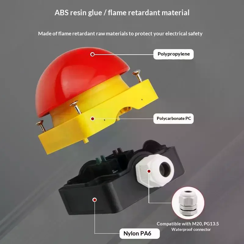 1 Set Mushroom Head Self-Locking/Resetting 1NO Foot/Hand Control IP65 ENMG Emergency Stop Button Switch For Industrial Safe