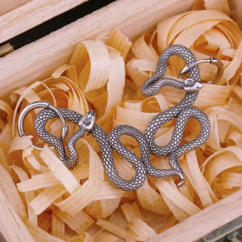 Hip Hop Gothic Animal Snake Hoop Earrings For Women/Men Jewelry Accessories Vintage Punk Geometric Earrings Party Gift