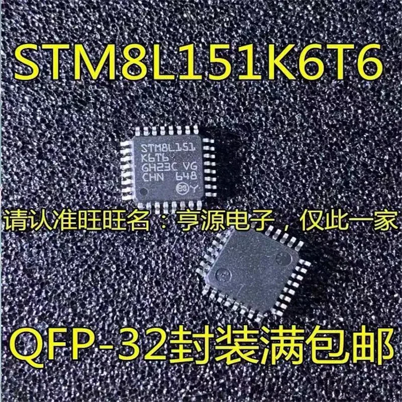 1-10 peças 100% novo chipset stm8l151k6t6 stm8l151 k6t6 QFP-32