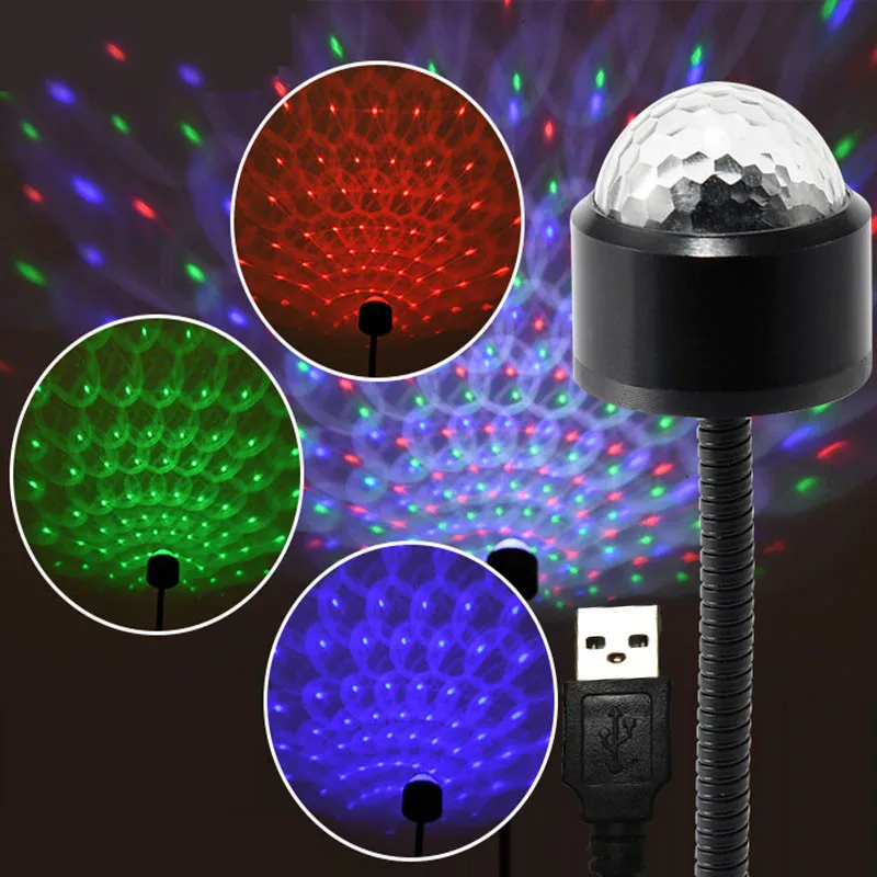Car Decorative Lamps Car Roof Star Light Romantic LED Atmosphere Ambient Projector USB Decoration Lamp Multicolor Interior Light