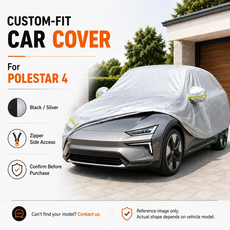 Чехол для автомобиля Polestar 4 на заказ, из оксфордской ткани с серебряным покрытием, с боковой молнией для доступа, защита от УФ-излучения, для парковки на улице