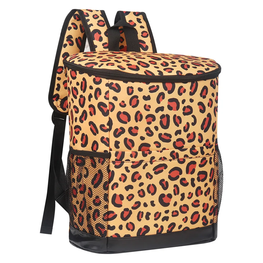 Bolsas enfriadoras de tela Oxford, bolsa de Picnic con estampado de leopardo, paquete de Picnic portátil para exteriores, mochilas para bebidas, bolsa refrigerada para alimentos