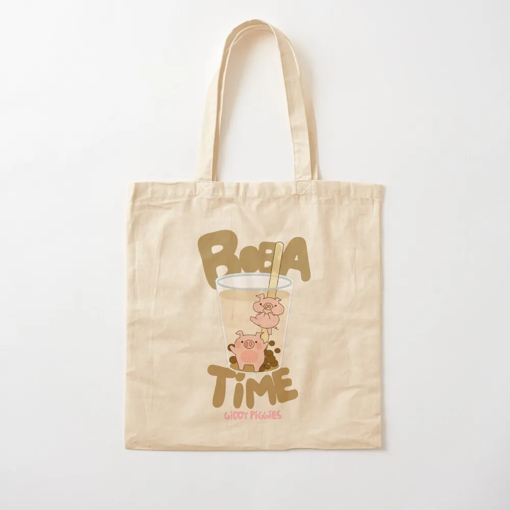 

Giddy Piggies Boba Time Tote Bag Women's shopper bag Custom bag shopper bags for women free delivery bags Canvas Tote