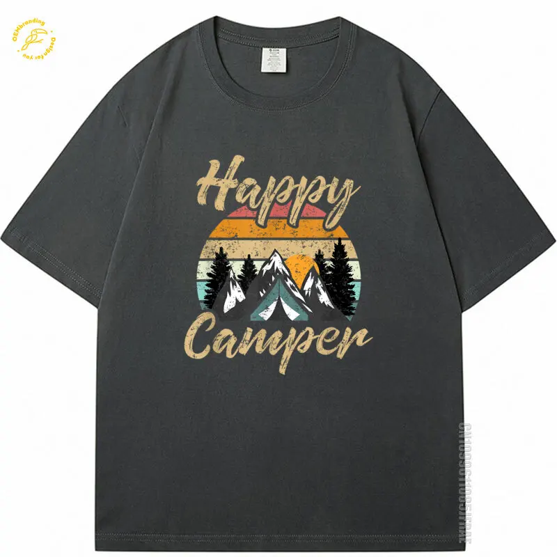 

Funny Men T Shirt Campin Hikin Lover Present Happy Camper 2025 Tee Gift Oversized T-Shirt Tシャツ 남성 반팔 티셔츠 Magliette Uomo