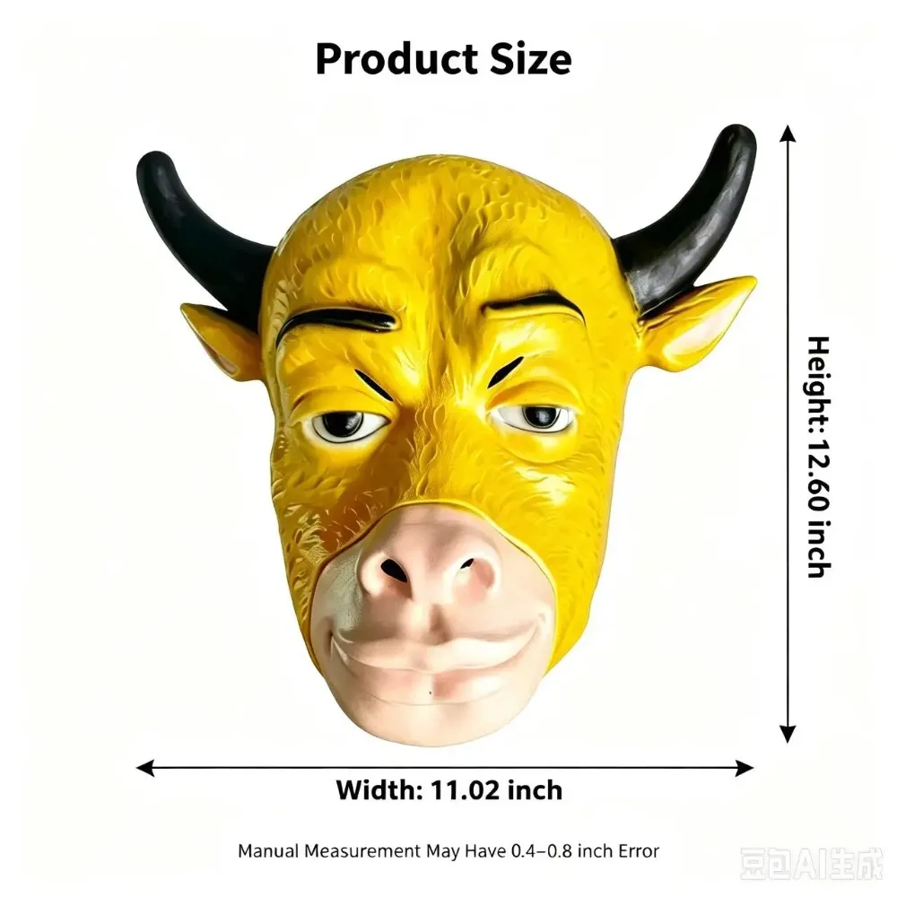 Niu Lai Mask Latex Head Cover Animal Cow Halloween Masquerade Party Cosplay Costume Props Accessories 2