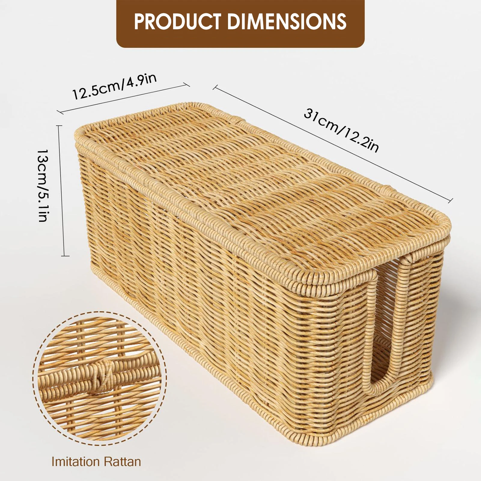 Desktop Cords Imitation Rattan Organized Box Add a Touch of Rustic Elegance to the Room for Mobile Phone Computer Wires