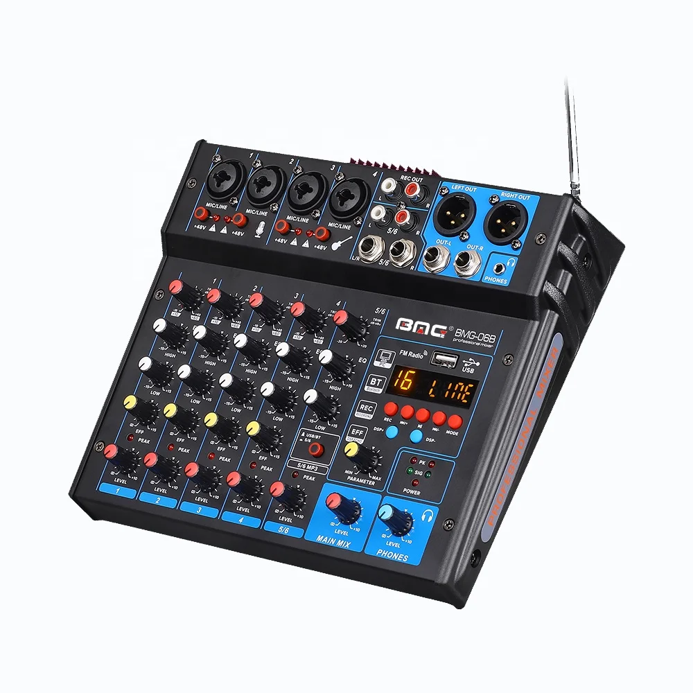 

BOMGE-06B Professional Karaoke Stereo Mini Usb Audio Mixer Dj Power Amplifier for Streaming YouTube Audio Debugging