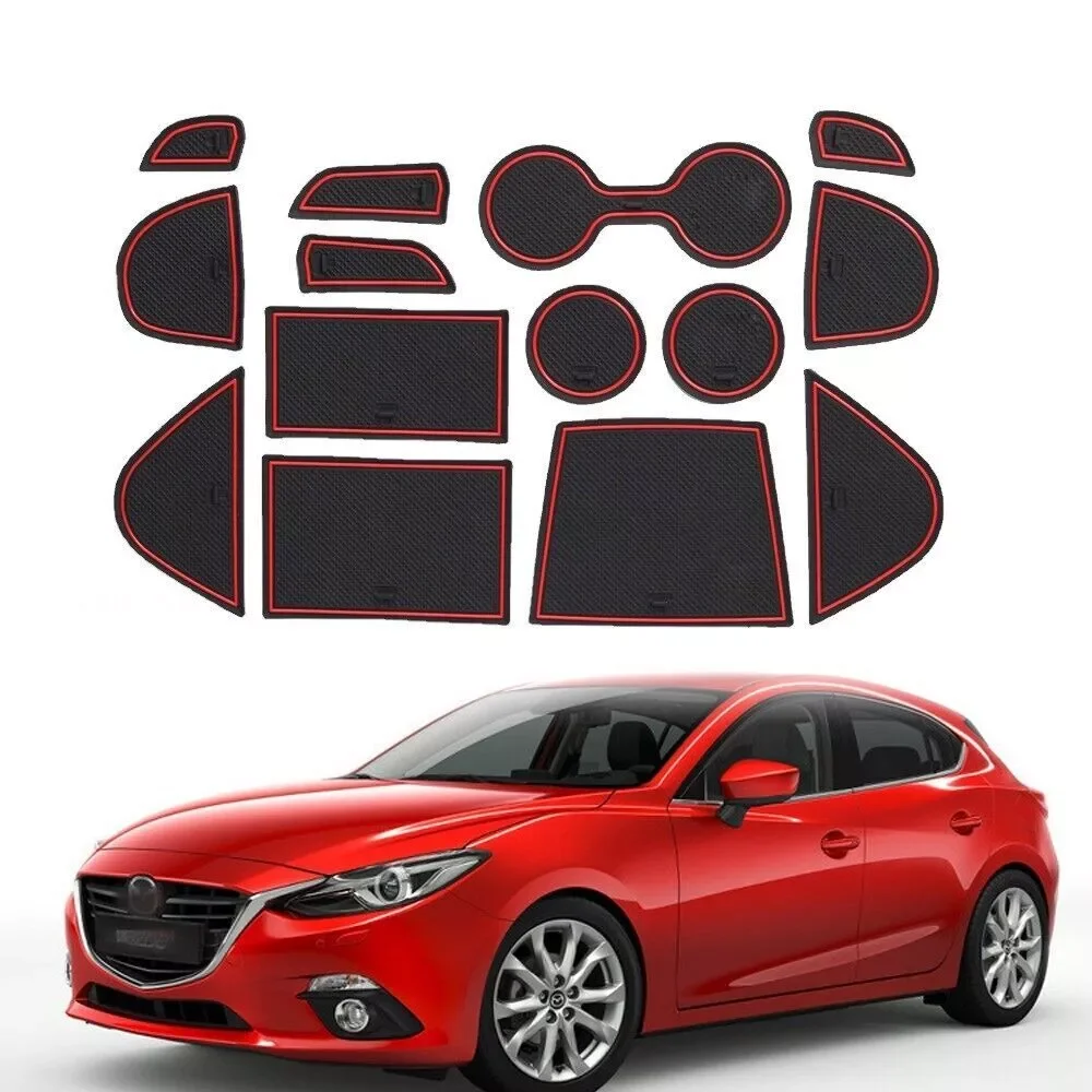 

Rubber Door Groove Mat For Mazda 3 2014-2016 1 Set Non-Slip Interior Soft Door Panel Mats Cup Holder Pad