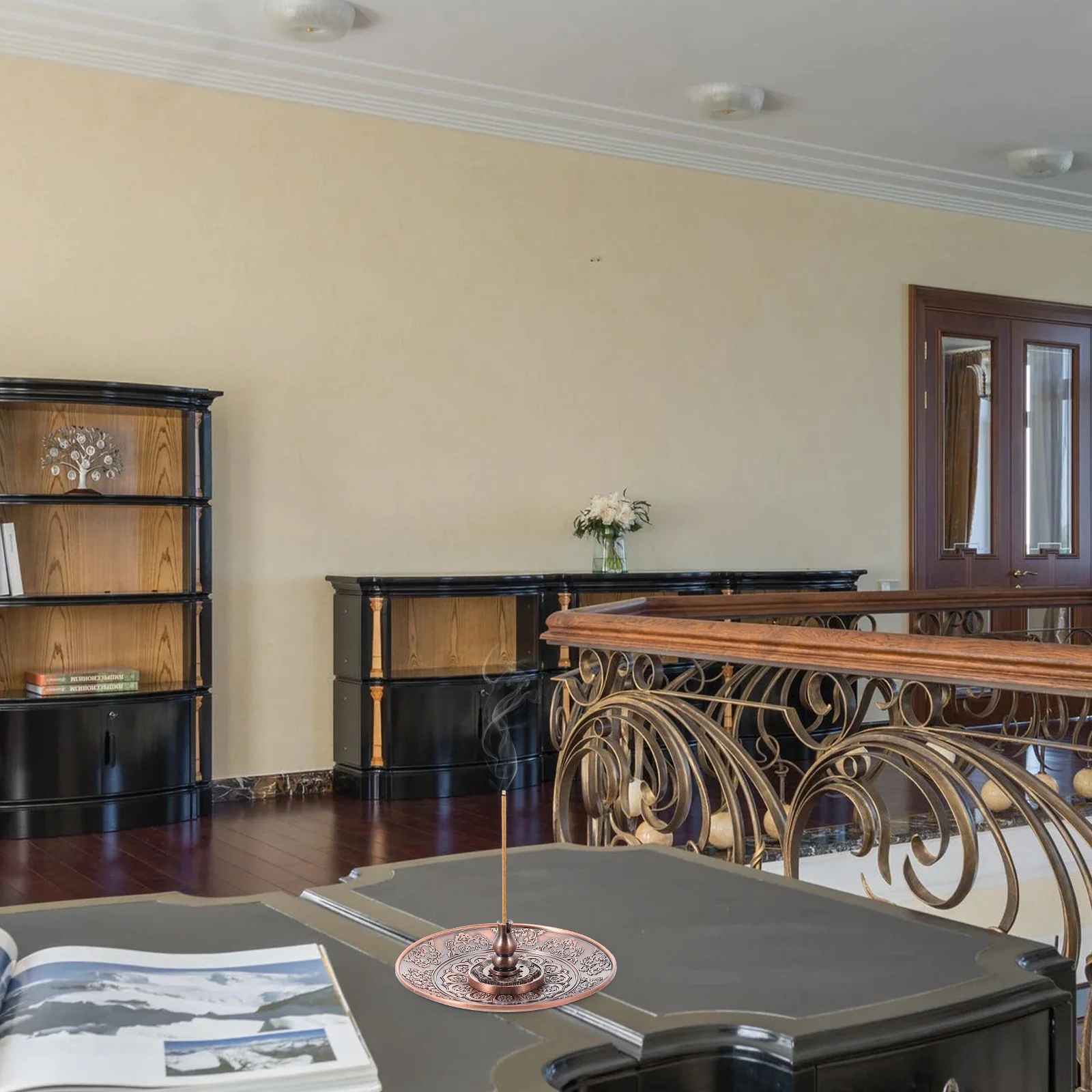 

1Set Incense Burner Tray Alloy Material Creative Arabian Design for Home Decor Office Tea Room Use Lotus-Flower Shape