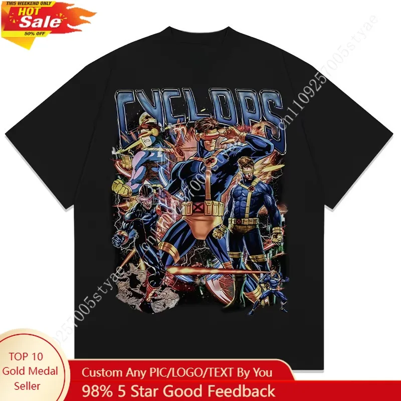 

New Marvel Gigane Cartoon Original Print T-shirt for Men and Women Plus-size Street Fashion, Loose and Casual Short-sleeved