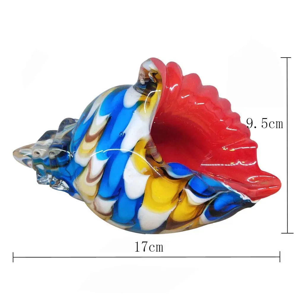 Glass Hand Blown Seashell Conch Figurine Sculpture Crystal Fish Tank Table Decor Ocean Multicolor Nautical Decor