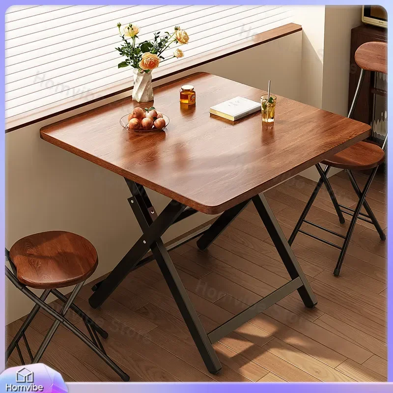 Foldable Dining Table Round Portable Small Apartment Furniture Simple Household Outdoor Camping Picnic Square Desk Rental
