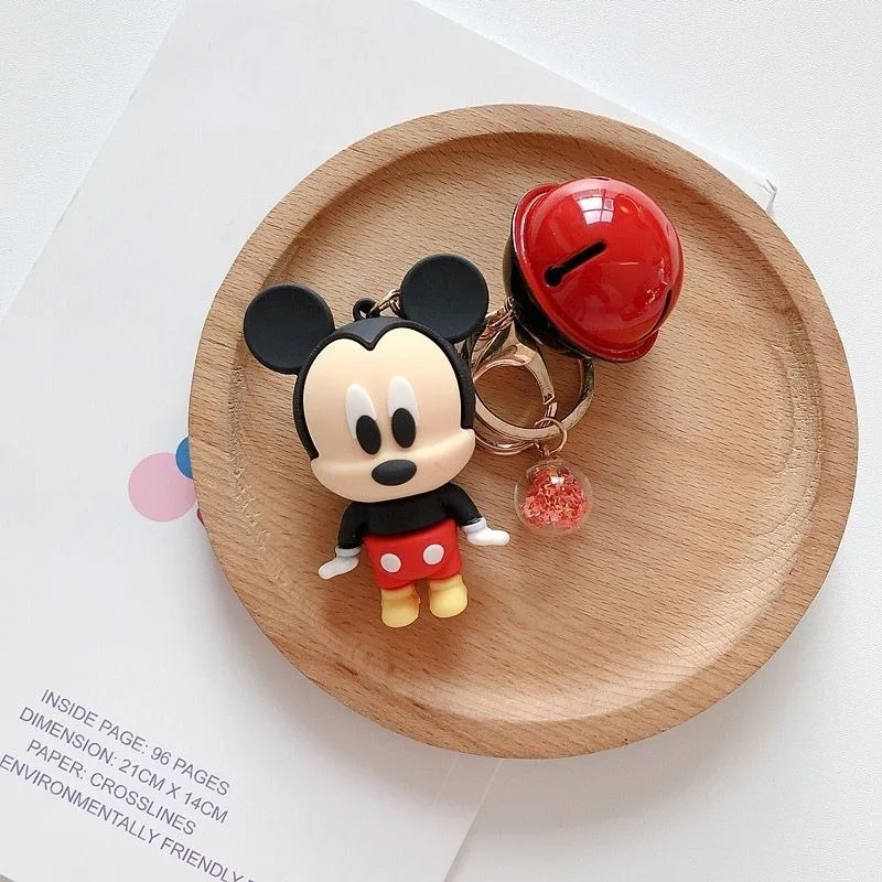 Disney Cartoon Cute Stitch Minnie Keychain for Men and Women, Fashionable and Unique Creative Couple Key Ring with Bell Pendant