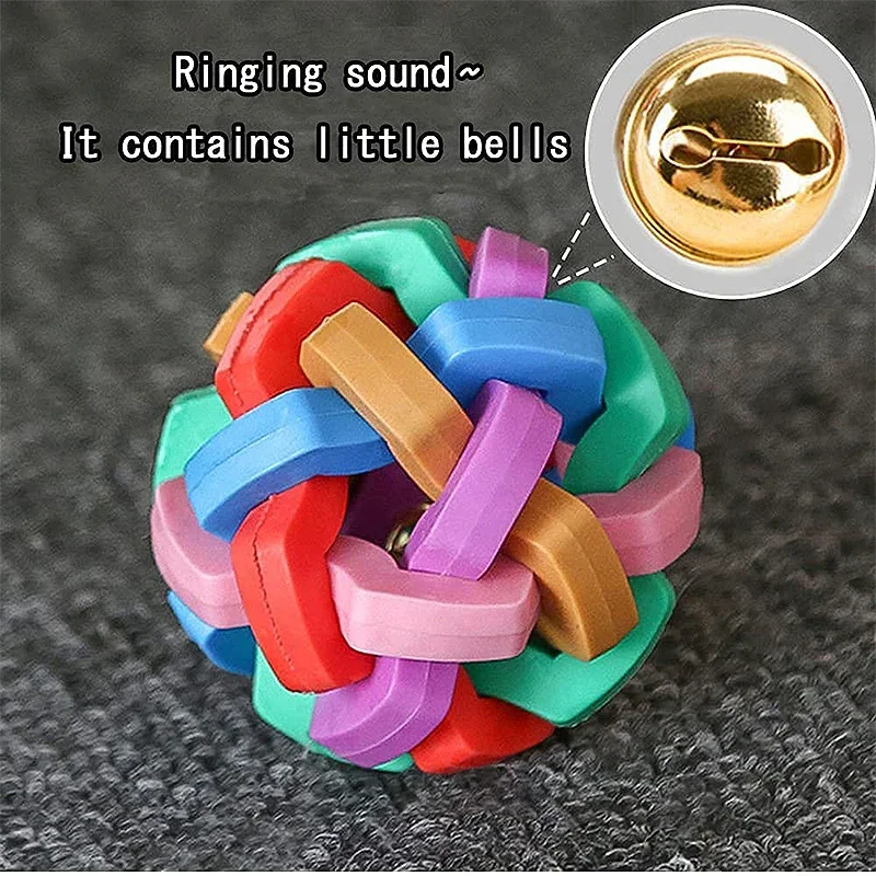 1pc Colorful Rainbow Pet Ball Dog Toy Cat Toys Pet Dog Ball Bell Chew Toys Play Teeth Training Pet Products