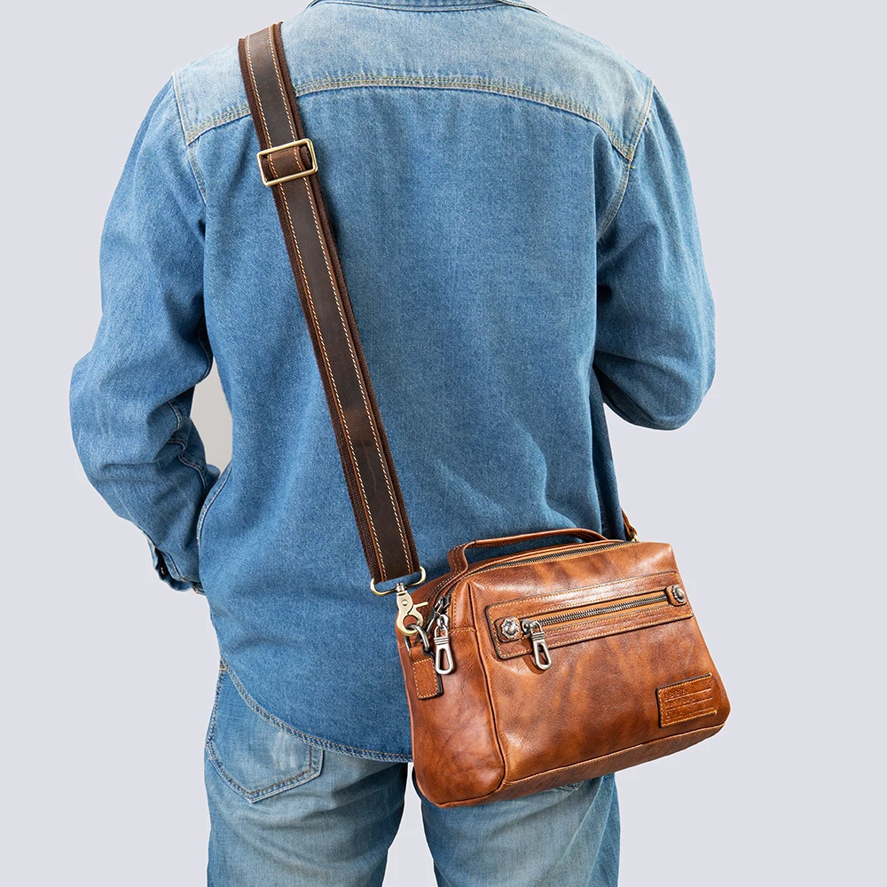 Retro Genuine Leather Shoulder Strap For Crossbody Sling Messenger Bags Briefcase Length Adjustable Men's Bag Accessories Strap