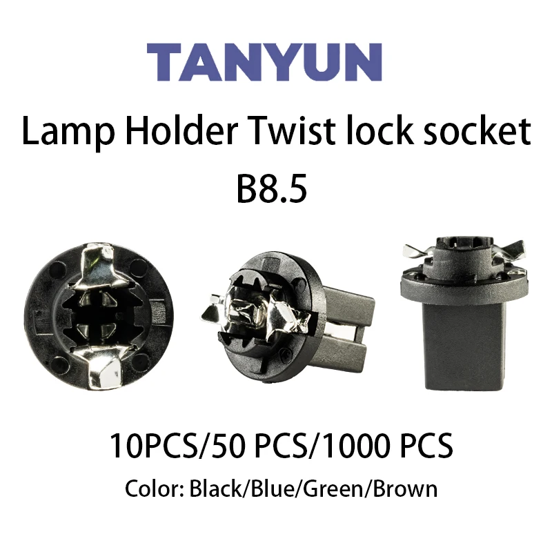 

TANYUN B8.5 Twist Lock Socket Car Bulb Holder B8.5 Instrument Panel Socket Signal Light Base Durable Material 10/50/1000 PCS