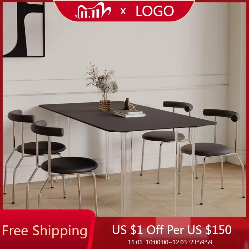 Modern Minimalist Dining Table Luxury Black Rectangle Nordic Dining Table Vintage White Ensembles De Meubles De Jardin Furniture