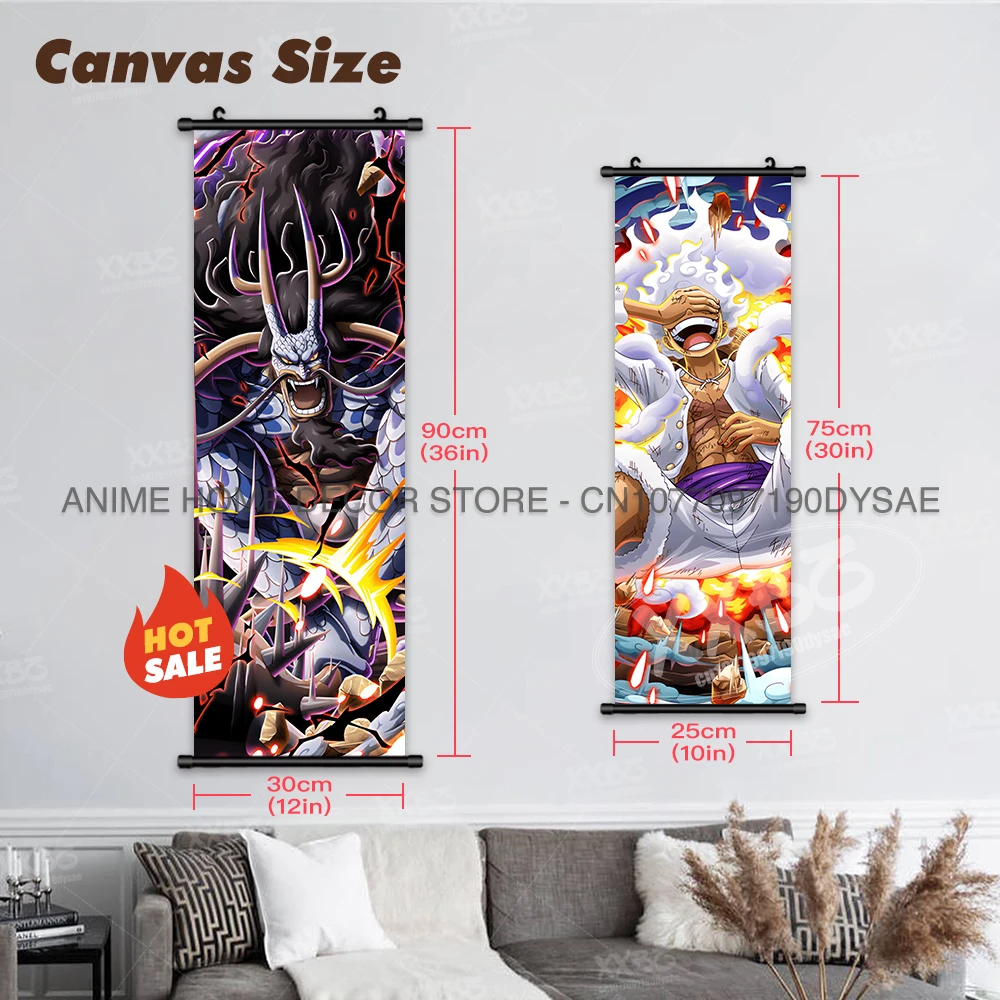 ONE PIECE Posters Anime Monkey D. Luffy Hanging Paintings Portgas D. Ace Home Decor Kaido Wall Artwork Yamato Scrolls Picture