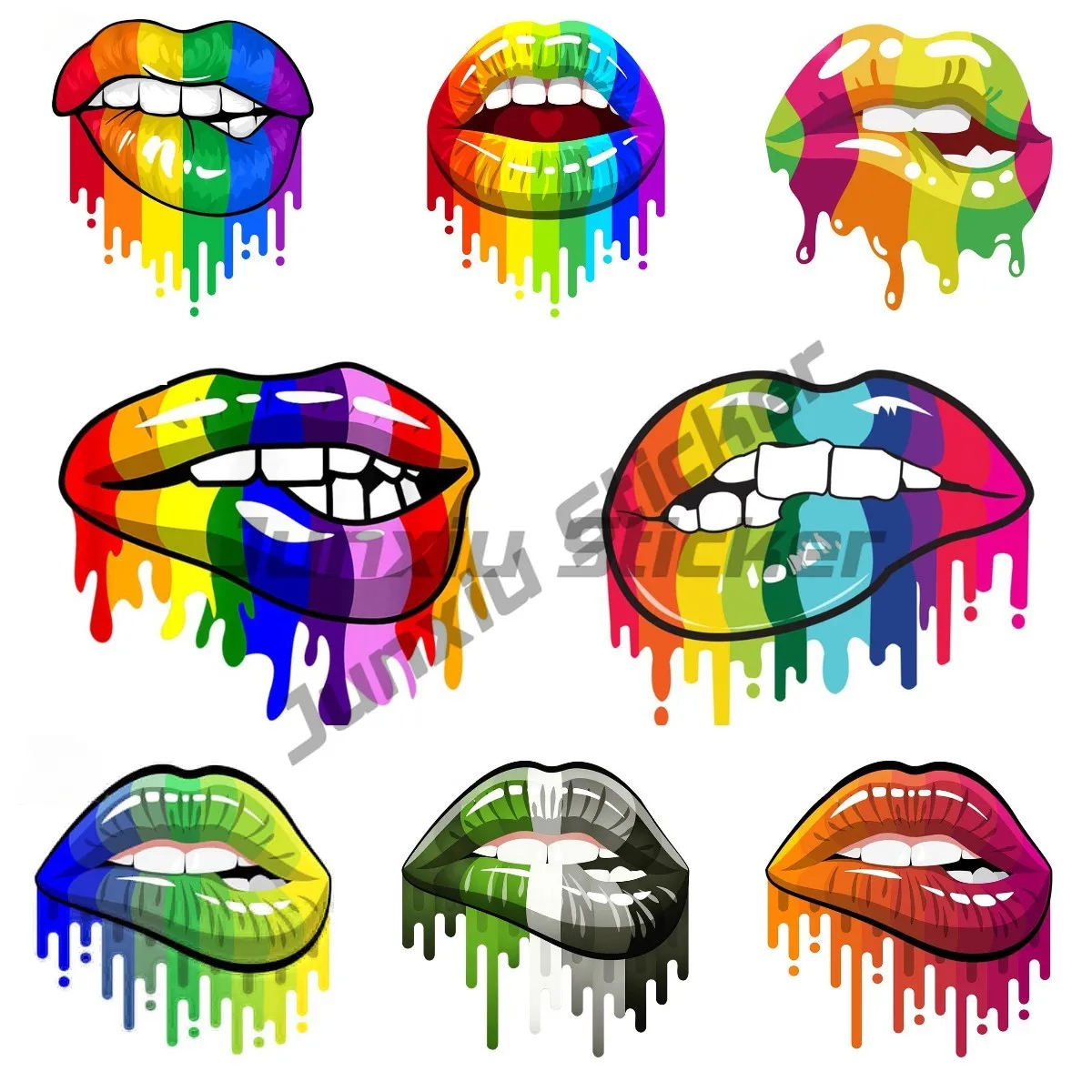 Rainbow Lips Car Sticker Window Back Glass Car Truck Decal Auto Vehicle Gay Pride LOVE LGBT Sexy Mouth Helmet Graphic Stickers