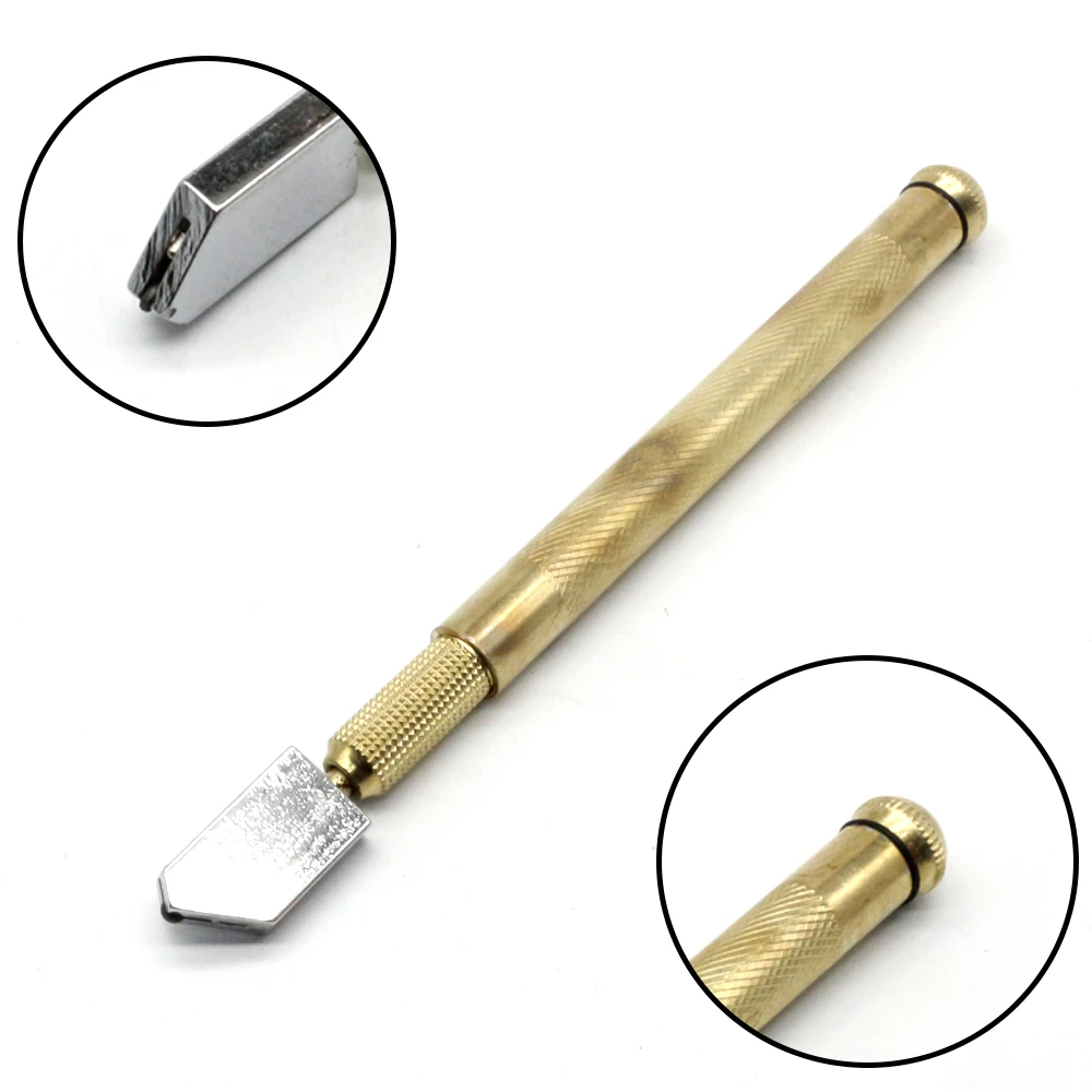 10PCS golden Glass Cutter Wheel Blade Antislip Metal Handle For DIY Tile Mirror Craft Cutting Professional Portable HandTools