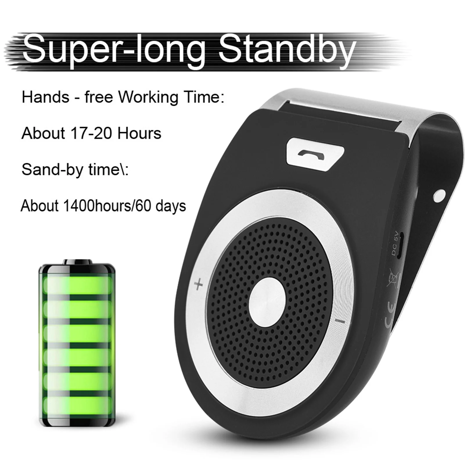 Smart Wireless Bluetooth Hands Free Car Kit Portable Design with Advanced Built-in Microphone Brand New Visor Clip Speakerphone