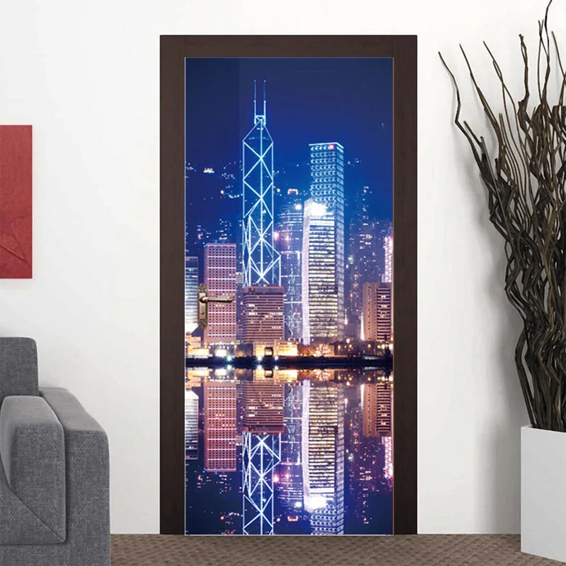 Tür Aufkleber Tapete Wandbild Vinyl New York Architektur 3D Home Deco Kunst Aufkleber Poster PVC Aufkleber