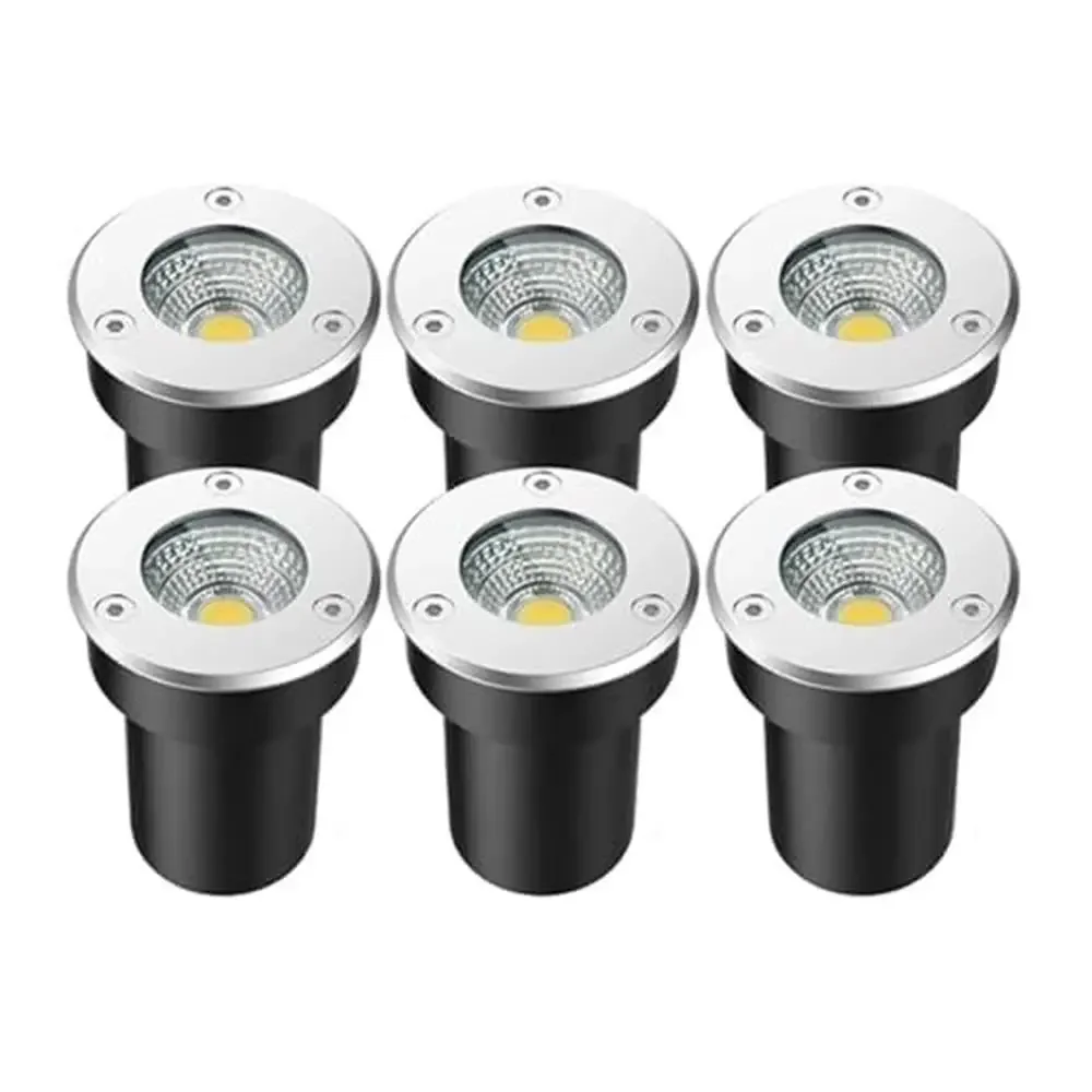 

6 Pack AC12/24V Low Voltage COB Deck Lights IP66 Waterproof Die-Cast Aluminum Recessed Ground Lights Outdoor Landscape Garden