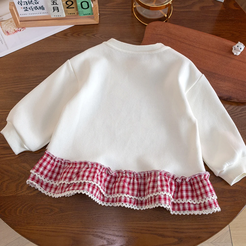Autumn Girls Sweatshirt Children Ruffles Tops Kids Sweet Casual Pullover Baby Bow Cute Jumper Spring Baby Fashion Clothes