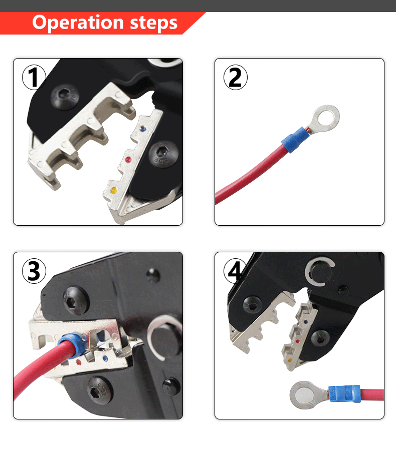 Handcrimpzange 0,25–2,5 mm2, verstellbare Ratchat-Crimpzange, 280-teiliges Kabelschuhe-Sortiment-Set, isoliertes Draht-Crimp-Set SN-02C – Detail 8