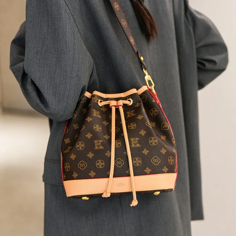 

Сумка-ведро с цветочным принтом 2025, модная женская сумочка с верхней ручкой, сумка через плечо с рисунком, винтажная сумка через плечо, богемный стиль