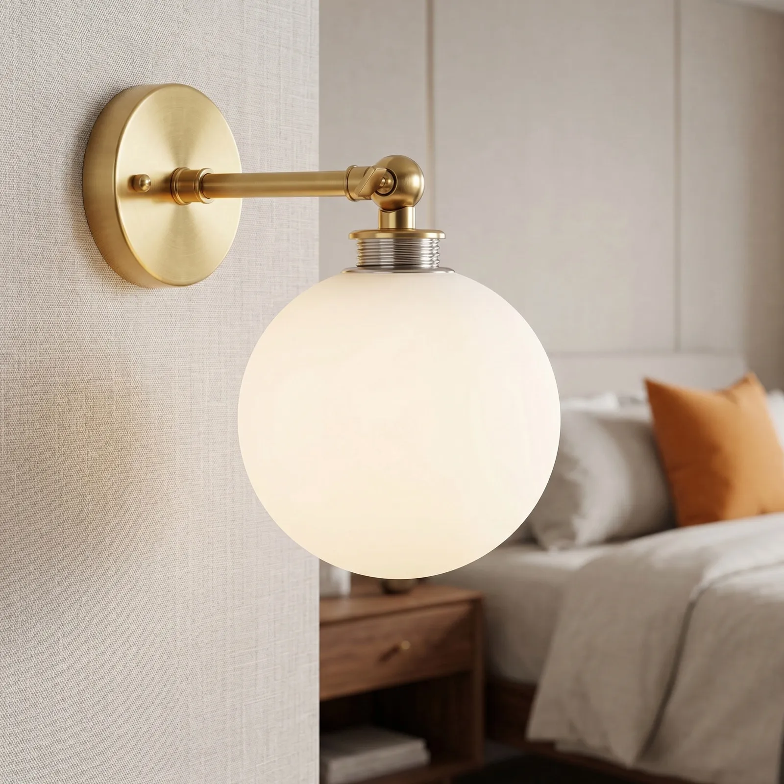 White Glass Globe Lamp Shade Frosted Sphere 4.72 Inch G9 Metal Threaded Secure Replacement for Round Pendant Ceiling Desk Light
