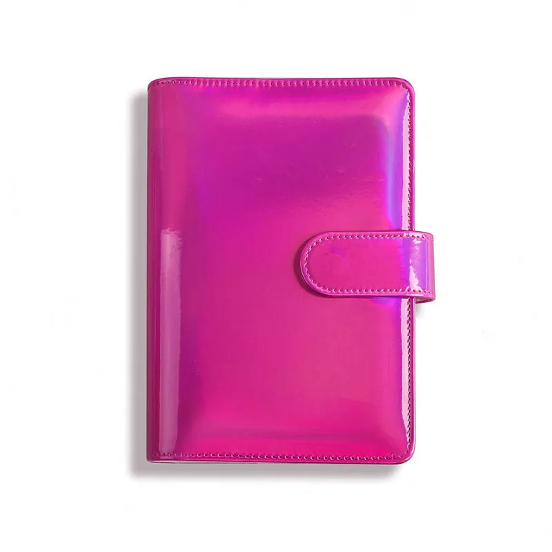 Iridescent Holographic Macaron Creative Handbook Notepad 120 Sheets Laser Pattern Notebook Loose-leaf Size A5 PU Leather