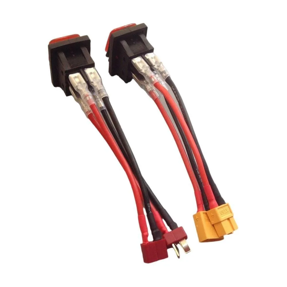 1PCS 9-36V T/XT60 Plug Waterproof Power Switch 4-pin 2-position 50A Large Current Silver Contact Point Power Switch with Red LED