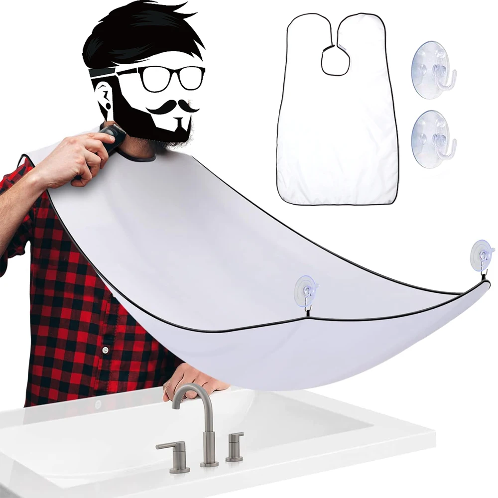 

Multi-Purpose Shaving Bib For Lazy People Shavable And Cleaning Beard Shaving Cloth Apron With Suction Cup Organize Hair Wrap