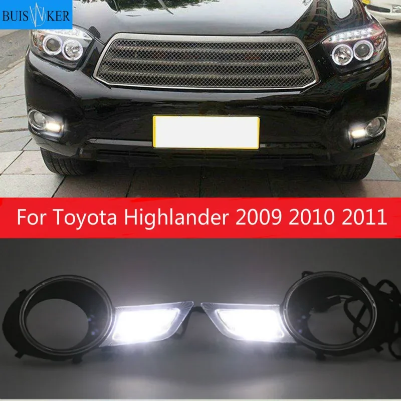 

1 пара для Toyota Highlander 2009 2010 2011 светодиодные DRL дневные ходовые огни дневного света водонепроницаемые противотуманные фары белые