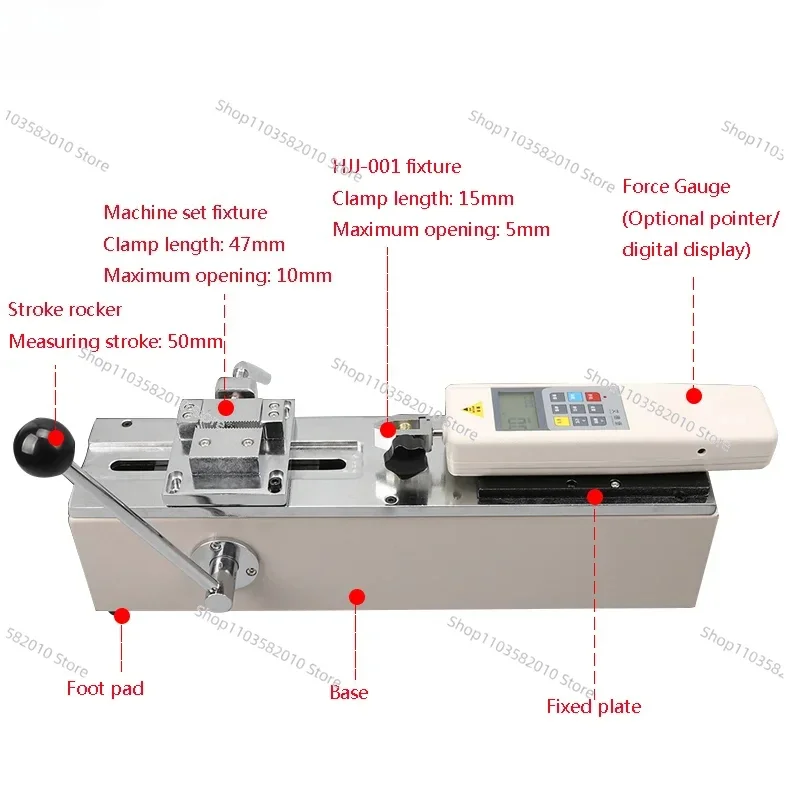 HPH manual horizontal test stand, pointer digital display push-pull tester, wiring harness terminal force measurement