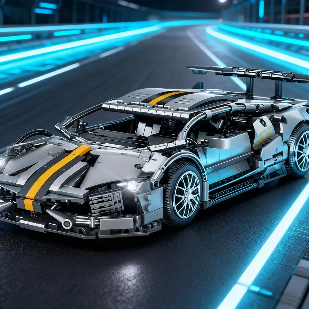 مجموعة مكعبات بناء سيارة سباق فائقة من تكنيك، ديكور لامبو رائع لسطح المكتب لتزيين المنزل، هدايا عيد الميلاد وأعياد الميلاد للعام الجديد
