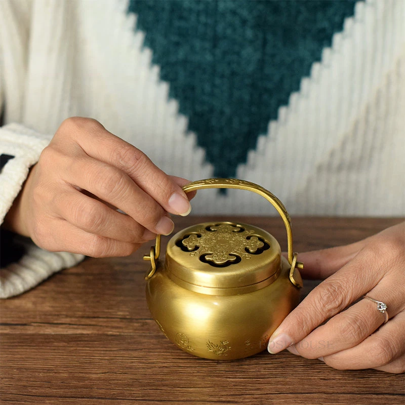 

Pure Copper Stove Hand Warmers Brass Casting Antique and Old Chinese Hand Warmer Heart Furnace Winter Stove Hand Warmers Home