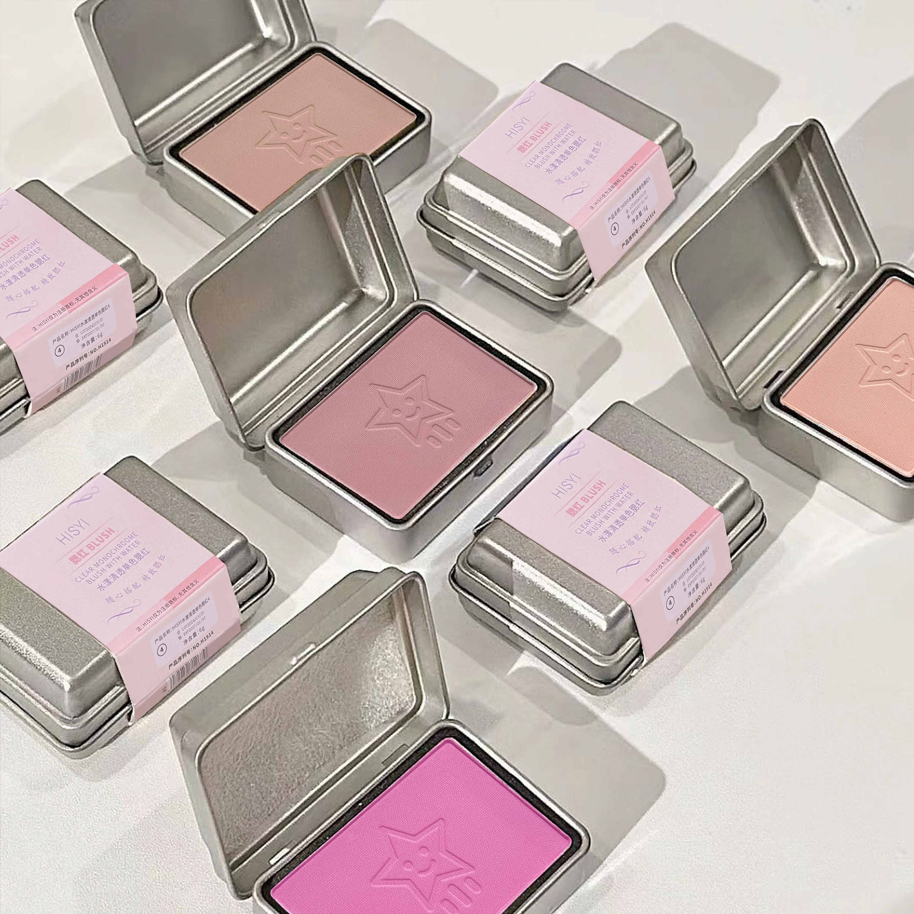 Iron Box Blush 4 สี - Tipsy Rose Blush Powder, Matte Apricot Blush Contour Palette, แต่งหน้าธรรมชาติจากเกาหลี