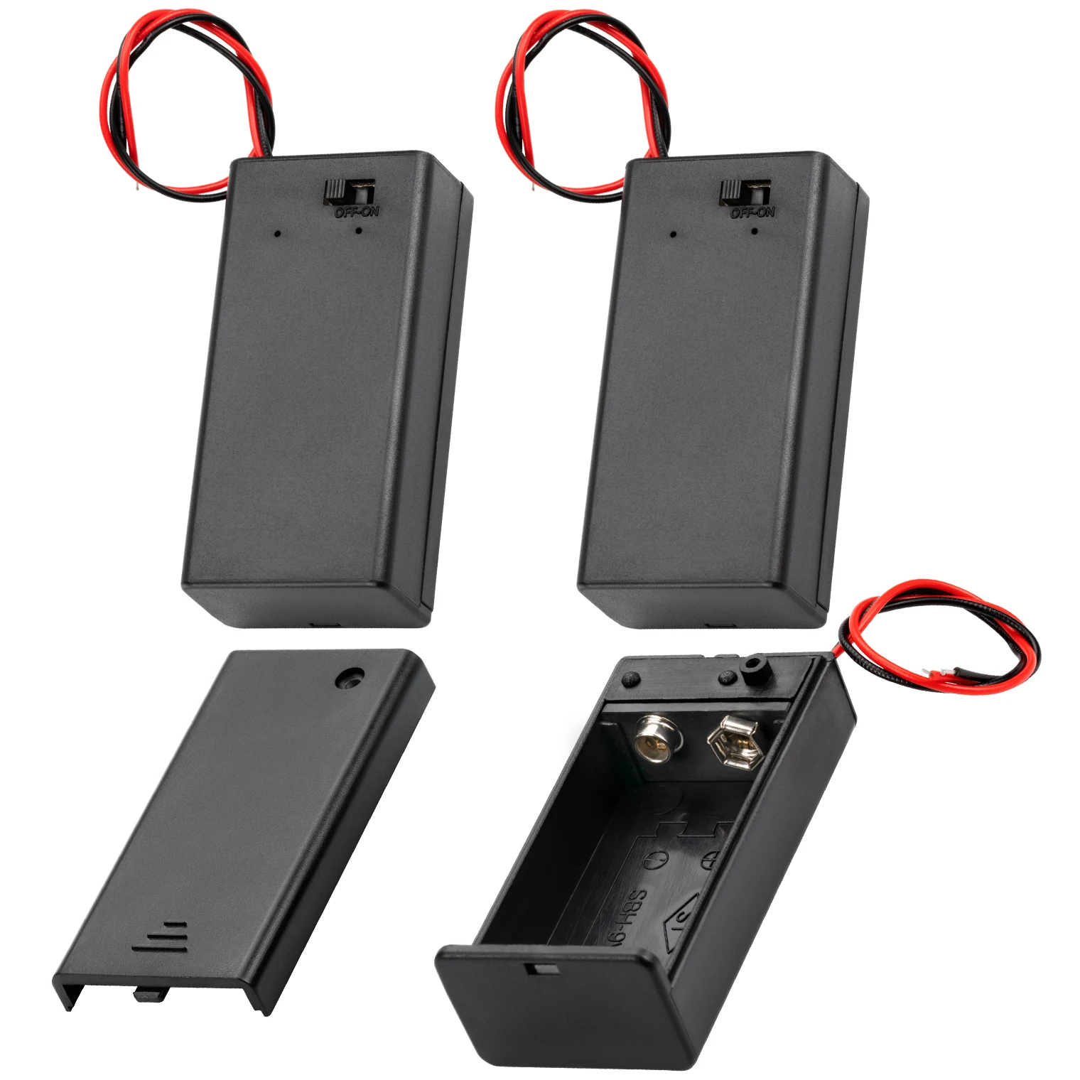 3PCS 9V Battery Holder 9 Volt Battery Holder with ON/Off Switch Cover Lead Wires 9V Battery Box 9 Volt Battery Case Connector