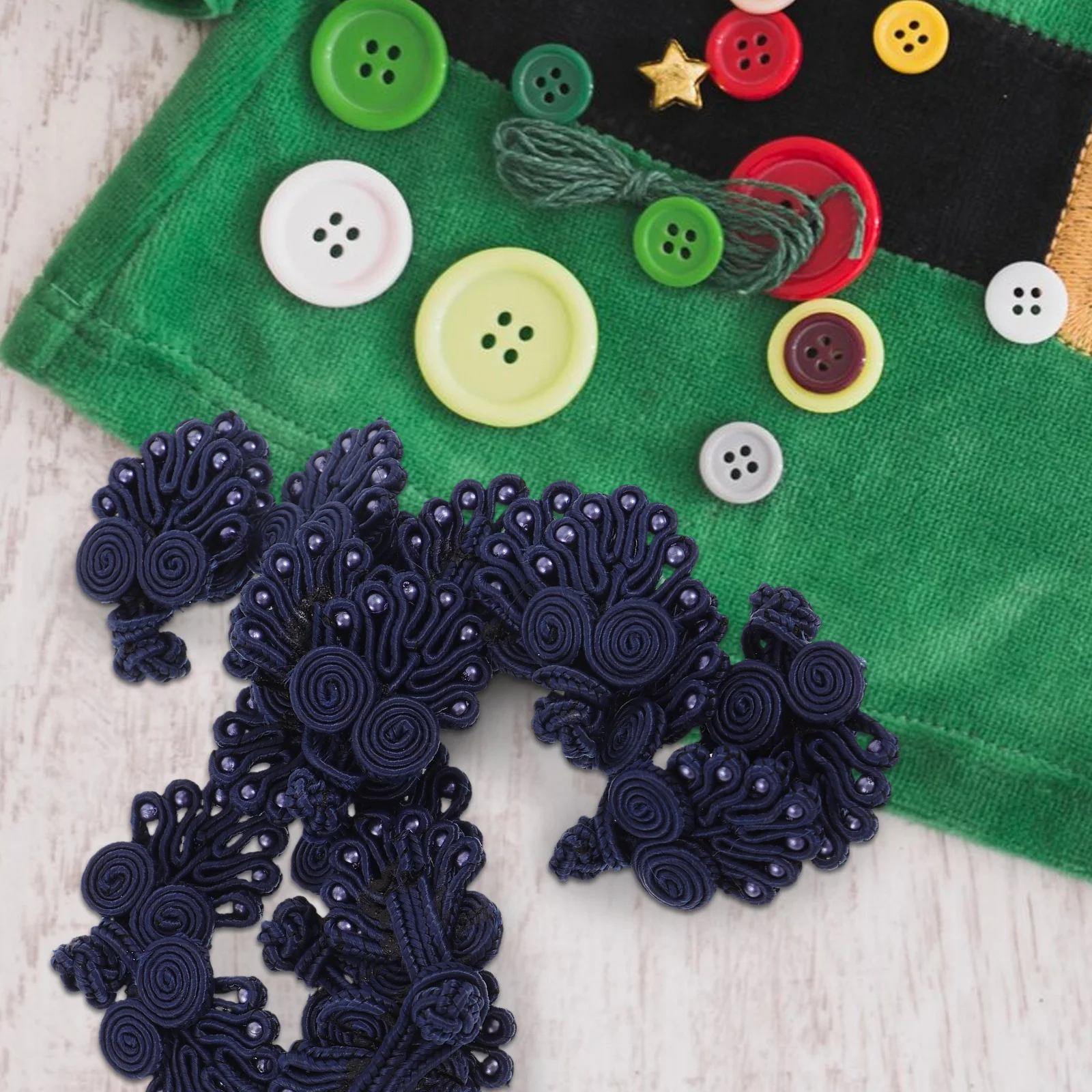 

Cheongsam Buttons Sevenbead Knot Design Polypropylene Fabric Traditional Ethnic Style Sewing Fasteners For Wedding Dress