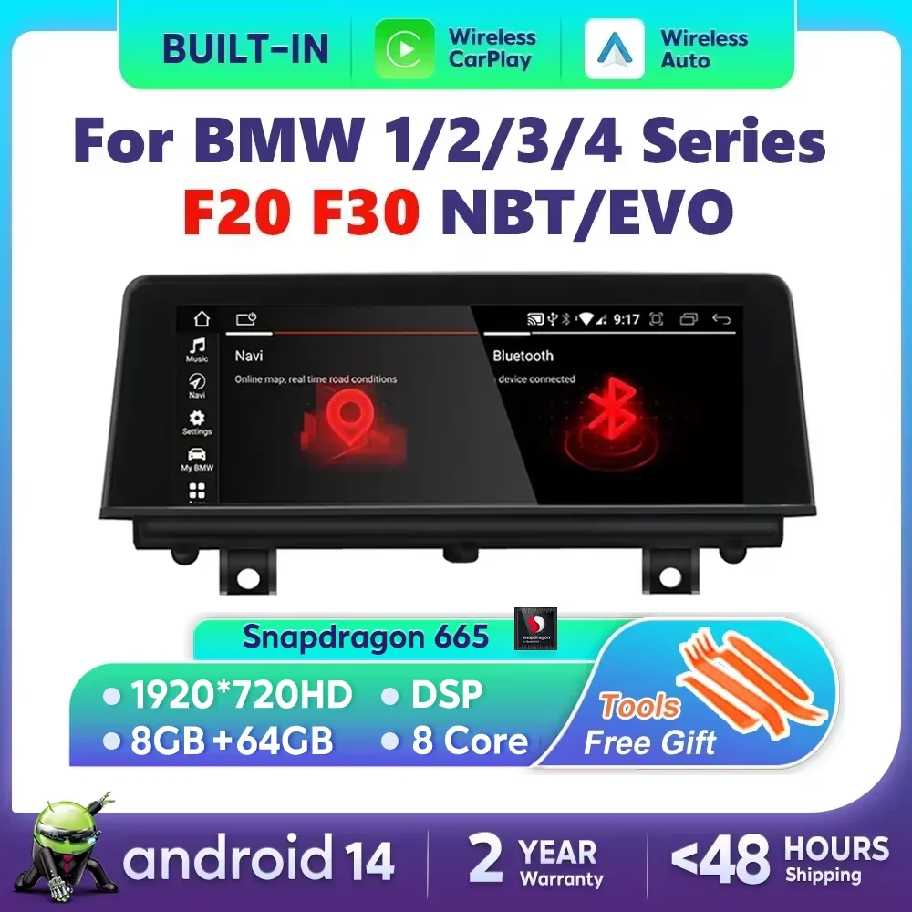 

Беспроводной Carplay Android 14 для BMW F20 F30 F21 F22 F31 F32 F33 F34 F36 NBT EVO Мультимедийный плеер Авто Радио Экран GPS