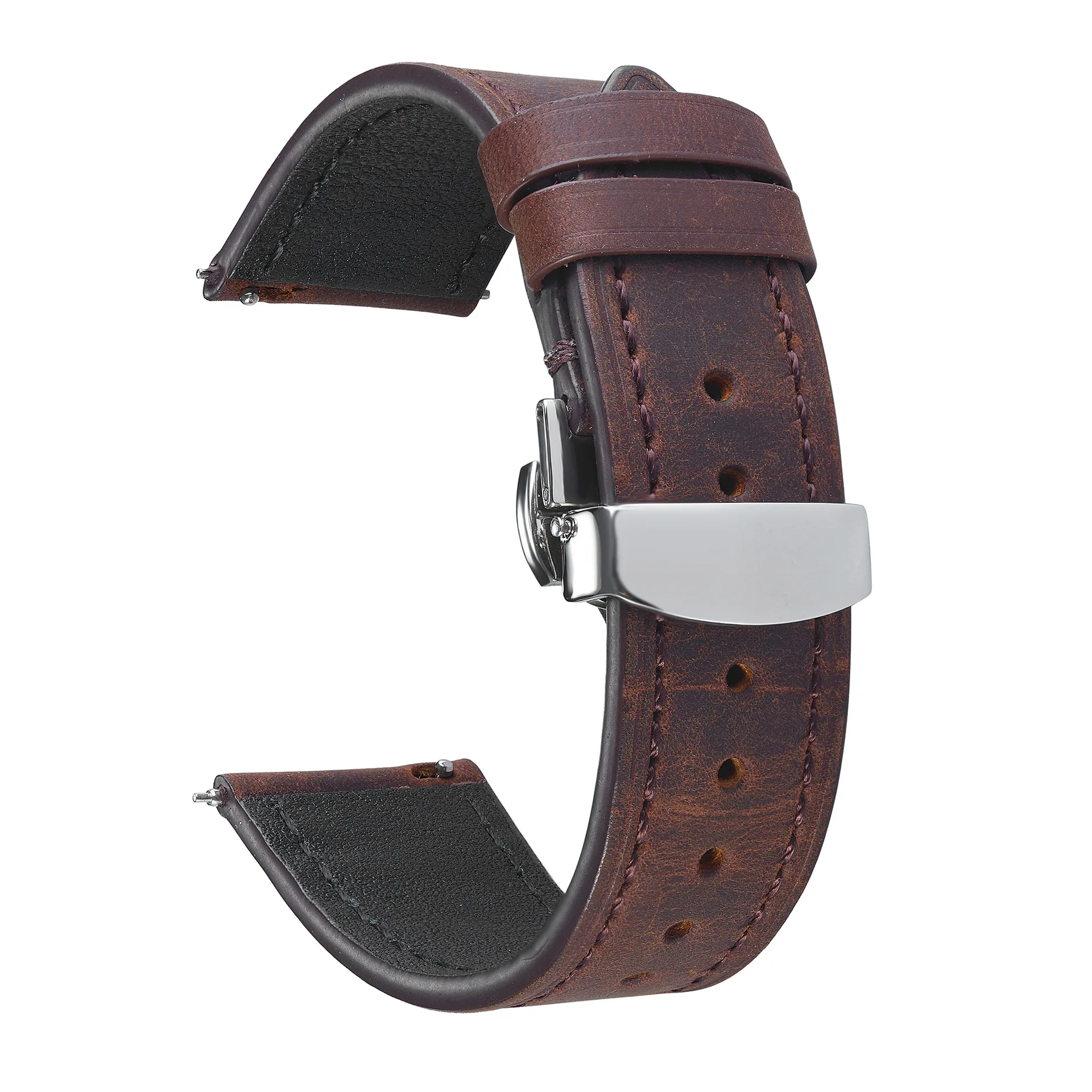 Retro cowhide strap 18mm 19mm 20mm 21mm 22mm universal smart watch accessories butterfly buckle watchbands UTHAI