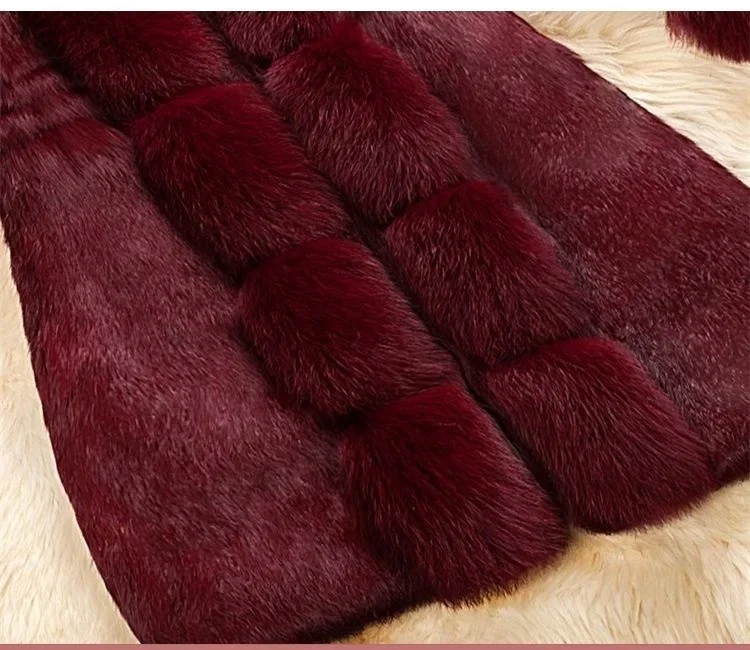 Winter 2025 Faux Fur Coat Women Thick Outwear Female Long Fake Fox Fur Thick Long Sleeve Jacket  Ladies Slim  Warm Faux Fur Coat