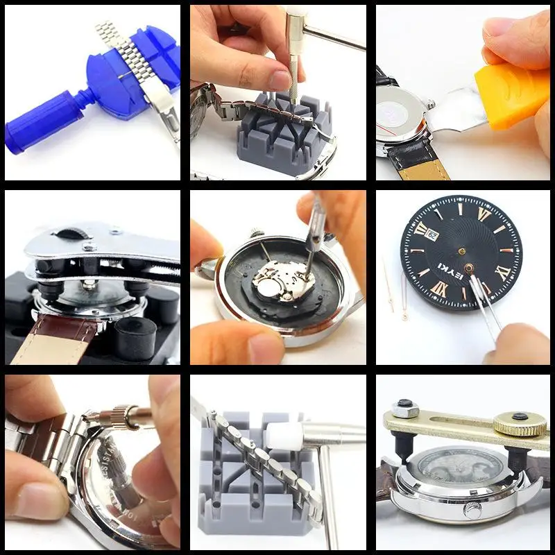 Uhrenreparatur-Werkzeugset, tolles Geschenk für Uhrensammler, Gehäuseöffner, Armbandentferner, Schraubendreher, Hebelwerkzeug zur Uhrenanpassung – Detail 6