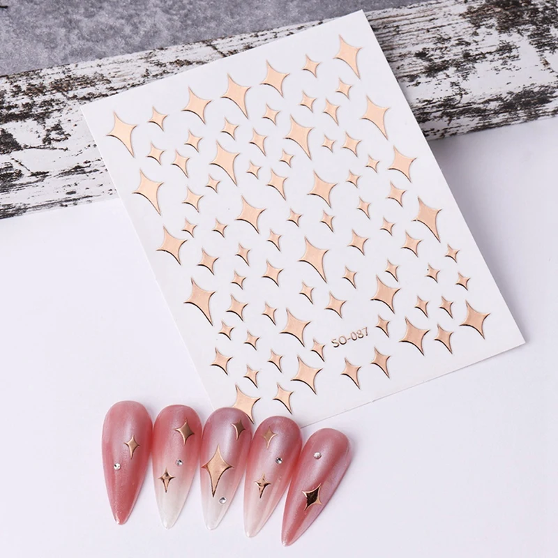 Pegatinas de estrellas de colores para uñas, calcomanías autoadhesivas plateadas, suministros para uñas, accesorios de decoración de diseño de uñas, 9 piezas