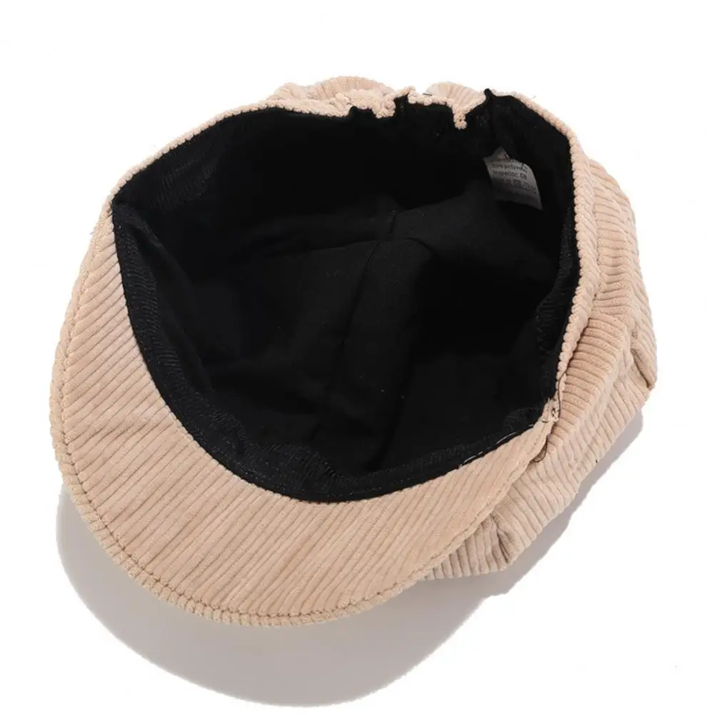 Visor Beret Cap Retro British Style Peaked 8 Panel Corduroy Cap Women Octagonal Newsboy Cabbie Painter Hat For Autumn Winter